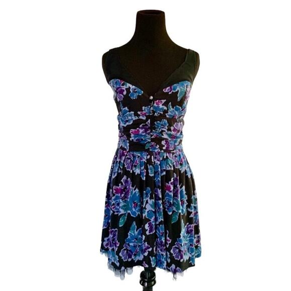 Free People Dresses & Skirts - Free People Blue Floral Sleeveless Summer Dress with Petticoat Size 10